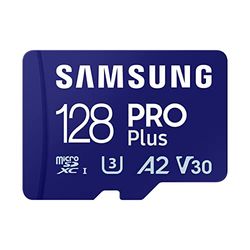 Samsung Carte Mémoire MicroSDXC, PRO Plus, 128 Go, Vitesse de Lecture jusqu’à 180 Mo/s, fournie avec Lecteur USB