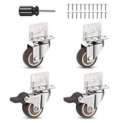 Juego de 4 ruedas resistentes con freno, montaje lateral en forma de L, ruedas de repuesto para cama de bebé, carritos, armario de cocina, muebles, mesa, capacidad de carga de 120 libras (1 pulgada en