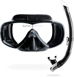Cressi Estrella & Gamma Combo - Kombo Set Mask Estrella + Snorkel Gamma för snorkling och dykning, svart/svart, en storlek, vuxen unisex