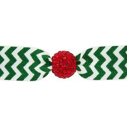 Emi Jay - Fermacoda con perline in cristallo, colore bianco e verde con perlina rossa, motivo chevron