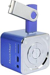 MusicMan Mini Soundstation Enceinte Portable - Lecteur MP3, USB, Prise en Charge de Carte MicroSD, 5 Heures de Temps de Lecture Batterie Rechargeable - Idéal pour voyager (Bleu)
