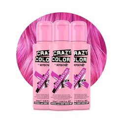 Crazy Color Vibrant Pinkissimo Semi-Permanent Hair Dye Trio. Highly Pigmented Magenta Conditioning & Oil Nourishing Vegan Formula | No Bleach or Ammonia | 300ml