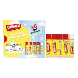 Carmex Fruity Lip Balm Travel Set – Classic, Strawberry, Tropical, Passionfruit & Vanilla | SPF Protection | Deep Hydration | Compact Travel Pack – Perfect for On-the-Go Moisture | Summer Essential