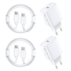 45W Chargeur USB C Rapide for iPhone 16 15/16 15 Pro/16 15 Pro Max/16 15 Plus/iPad Pro/iPad Air, Samsung S23 S22 S21, 2-Pack Prise Adaptateur et Type C 2M Cable Secteur Fast Charger
