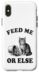 Feed Me Or Else Plante pour Chat Chaton Plantes Amoureux des chats Coque pour iPhone X/XS