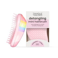 Tangle Teezer Escova mini original - escova desembaraçadora em formato mini - para cabelo seco e molhado - adequado para todos os tipos de cabelo - para crianças e viagens - Rainbow o unicórnio