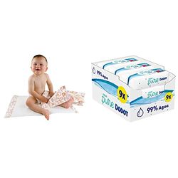 Teqler T-820500 Empapadores para bebés (caja de 50 uds.) & Dodot Toallitas Aqua Pure para Bebé, 99% Agua, 432 Toallitas, 9 Paquetes (9x48)