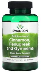 Swanson - Full Spectrum Cinnamon, Fenugreek and Gymnema | Blood Sugar and Metabolism Support - 120 Capsules