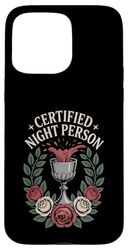 Vintage Gothic Certified Night Person Romantic Vampire Roses Case for iPhone 15 Pro Max