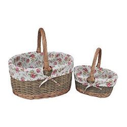 Red Hamper Garden Rose Lined Childs Country Oval Wicker Shopping Baskets, Brown, 42 x 30 x 21 cm