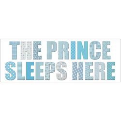 Pegatina The Prince Sleeps Here, Vinilo, Azul, 24x68 cm