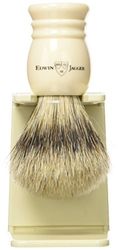 Edwin Jagger 1EJ257SDS Tradizionale Pennello Da Barba Esfoliante In Pelo Di Tasso Super Avorio Con Supporto A Goccia Per Sapone O Crema Da Barba Per Uomo E Donna (Medio)