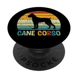 Cane Corso Vintage Sunset Silhouette | Mastín italiano PopSockets PopGrip Adhesivo