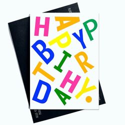 Happy Birthday Funky Design Multicoloured Funny Birthday Card For Him For Her Friends Family AP9