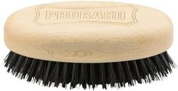 Proraso Escova de cabelo militar para barba, escova antipuxões para desembaraçar e pentear a barba e o cabelo, escova barba com cabo de madeira