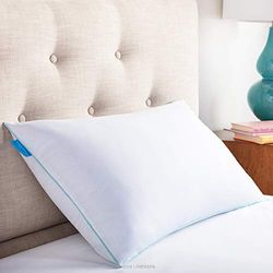 Linenspa Kudde 40 x 60 cm av gel minnesskum flingor – Öko-Tex kudde – ventilerande och kylande gelfodral – tvättbart bomullsöverdrag, vitt