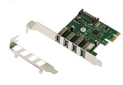 KALEA-INFORMATIQUE Tarjeta controladora PCI Express PCIe a USB 3.0 4 Puertos horizontales USB3 A con chipset Via VLI VL805, Soportes de Perfil BAJO y Alto