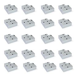EMUCA Pés para móveis de plástico cinzento metalizado, pernas para móveis, lote de 20 pés de altura 30 mm