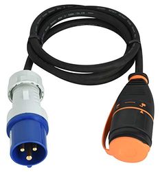 Electraline 01742 Cable Alargador/Adaptador CEE Outdoor IP44, 1.5M H07RNF 3G1.5 con Toma de corriente Electralock equipado con un mecanismo de bloqueo que evita la desconexión accidental del enchufe