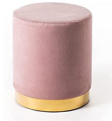 Norbe | Pouf en Velours cylindrique | Tabouret en Velours côtelé avec Base dorée | Repose-Pieds de Bureau | Toilettes de Maquillage | Fauteuil Enfants de Chambre ou Salon | Repose-Pieds de Chevet