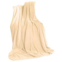 CelinaTex Couverture TV Couverture Douillette XXL 220 x 240 cm Beige Coral Fleece Couvre-lit Microfibre Couvre-canapé