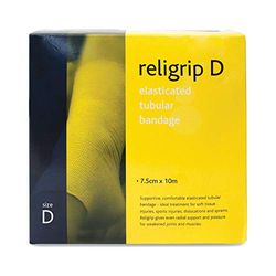 Reliance Medical Religrip Elasticated Tubular Bandage for Arms, Legs and Feet, Natural Color, High Support and Comfort, Size D (7.5 cm x 10 m)