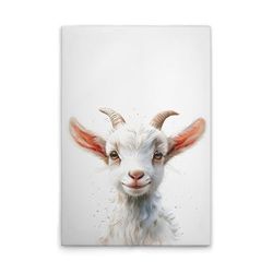A.S. Création DD132974 Impression sur toile pour chambre d'enfant Motif chèvre Blanc/beige 80 x 120 cm