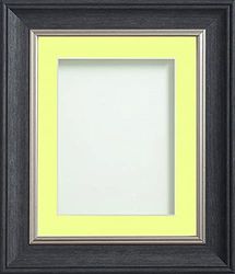 Frame Company Drummond Range Charcoal 20x16 inch Picture Photo Frame with Lemon Bon Bon Mount for Image A3 * Choice of Sizes* Fitted with Real Glass