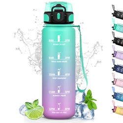1 liter vattenflaska, läckagefri, motiverande vattenflaska med tidsskala, vattenflaska med filter, lätt att rengöra, flaska för sport, fitness, vandring, cykling, yoga