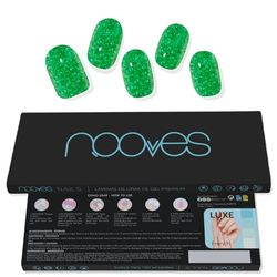 NOOVES NAILS Láminas de Uñas de Gel Precurado Premium - Jade Glitter - Verde | Tiras De Uñas De Gel Semicurado| Pegatinas Uñas Semipermanente en Gel| Gel Nail stickers| Uñas de gel Pegatinas