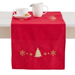 ESSEX - Nappe 40 x 140 cm Arbres Lumineux, Nappes en Tissu Polyester Robuste, Nappe de Haute qualité, Nappe de Table Multi-Usage, Entretien Facile - Rouge