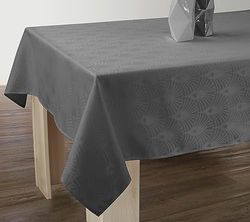 Le linge de Jules Nappe Anti-Taches Damassée Gris Anthracite - Carrée 150 x 150 cm