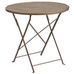 Flash Furniture 76,2 cm Rotondo Indoor-Outdoor Pieghevole in Acciaio per Tavolo, Metallo, Gold, Taglia Unica