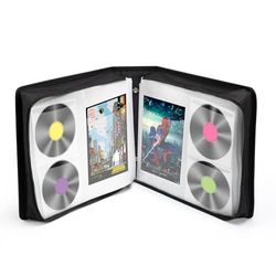 LIOVODE DVD Case 200 DVDs and 100 Booklets Capacity, CD/Blu-ray Storage Binder Case with Booklet Inserts Media Organizer Holder Black Blu ray Wallet for Car (200 Capacity)