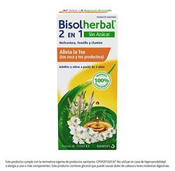 Bisolherbal 2 en 1 - Sin azúcar - tos seca y productiva - Jarabe 120ml - Ingredientes de origen natural