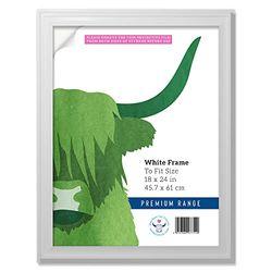 Wee Blue Coo White Blank Stylish Premium Wooden Picture Frame. 18x24 inch. For Print Poster Artwork Photo 45.7 x 61cm. Perspex Safety 'Glass'. Classic Home décor, Elegant Interior Wall art hanging.