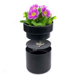 Sax Maceta de diseño Safe Negra – Caja Fuerte Oculta con Aspecto de Maceta, escondite Secreto con Cerradura para Objetos de Valor, protección contra el Agua y la Suciedad, se Puede Fijar de Forma