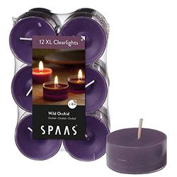 Spaas 12 Maxi Scented Tealights in Transparent Clear Cup, 8 Hours, Wild Orchid