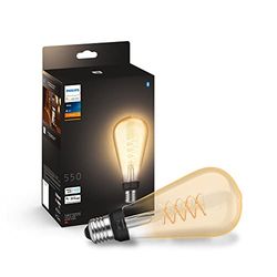 Philips Hue White Filament, Lampadina LED Smart a Filamento Edison, Attacco E27, Luce Bianca Calda, Dimmerabile
