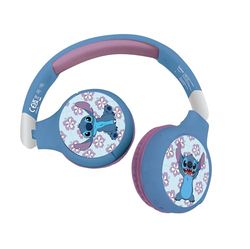 Lexibook - Disney Stitch HPBT010D 2-in-1 Bluetooth and Wired Headphones with Microphone and Control Button, Foldable and Adjustable, Rechargeable Long Term Battery