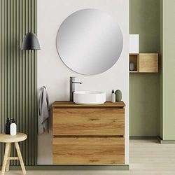 Baikal Meuble de Salle de Bain Deva. Meuble Suspendu au Mur avec lavabo en céramique. Disponible en Profondeur 39 cm et 46 cm. Meuble monté.