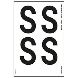 V Safety One Letter Sheet - S - 76mm Character Height - 300x200mm - Self Adhesive Vinyl