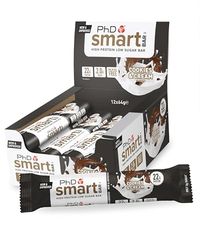 PhD Nutrition Smart Bar Barre Protéinée Cookies & Crème 12 x 64g - Snack Haute Protéine avec 22g de protéines et peu de sucre, Barre protéinée macro-friendly