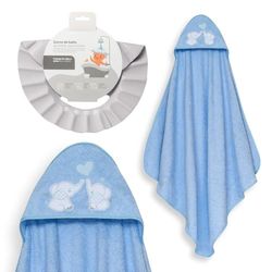 Interbaby - Mantello da bagno per bambini + cappello regolabile | Asciugamano con cappuccio 100% cotone, unisex, morbido, asciugatura rapida, ideale per neonati, neonati e bambini piccoli, design a