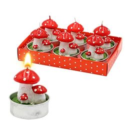 Dekohelden24 Velas Setas Suerte en Juego de 6 Unidades, tamaño de Cada Vela de té, 3 x 4 x 3 cm, 3 cm, 6