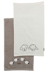 Sterntaler Set di 2 asciugamani per bambini, in cotone assorbente, piacevole sulla pelle, con bellissimi bordi e applicazioni, color sabbia