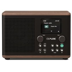 Pure Classic H4 Radio Digital de Cocina (Dab+/FM, Bluetooth, USB, AUX, Temporizador de Cocina, Alarma), Café Negro/Nogal