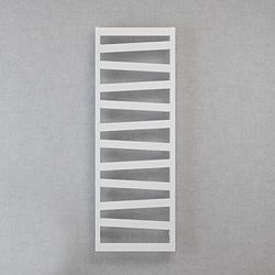 Handdoekhouder, radiator, INS, voor warmwatercircuit, asymmetrisch, platte stalen buizen, wit gelakt, 1200 x 500, geschikt voor standaard verwarmingsnet