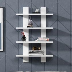 Scandinavian Wall Shelf, biała, 59,6 x 16,4 x 90 cm | 100% powlekana melaminą, grubość 18 mm, stylowe i funkcjonalne rozwiązanie do przechowywania w domu i szkole