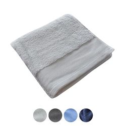 Jean & Len Serviette de Toilette en 100% Coton Bio, Gris Clair, avec Boucle de Suspension, Certifiée Oeko-Tex et Gots, Design Moderne et Intemporel, 50 x 100 cm